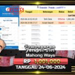 BUKTI JACKPOT SLOT MAHJONG WAYS TERPERCAYA DI INDONESIA TGL 24-06-2024