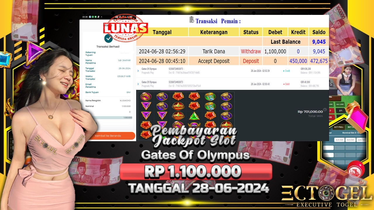 BUKTI JACKPOT SLOT GATES OF OLYMPUS TERPERCAYA DI INDONESIA TGL 28-06-2024