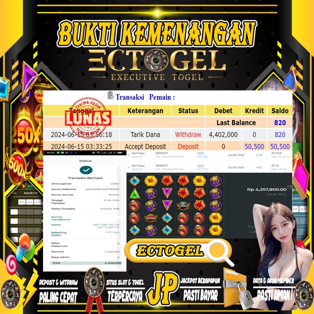 BUKTI JACKPOT SLOT GATES OF OLYMPUS TERPERCAYA DI INDONESIA TGL 15-06-2024