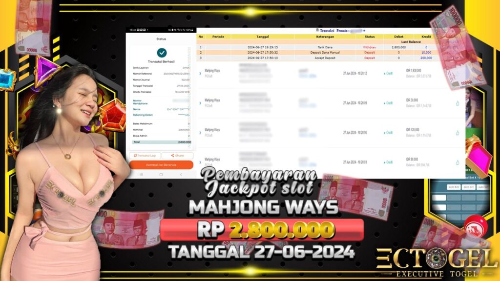 BUKTI JACKPOT SLOT MAHJONG WAYS TERPERCAYA DI INDONESIA TGL 27-06-2024