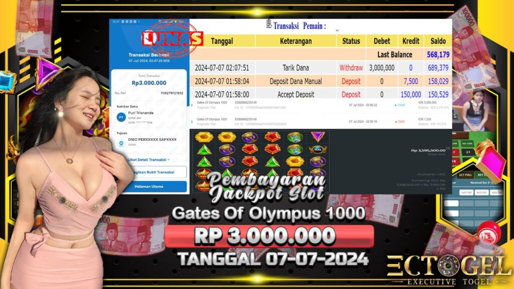 BUKTI JACKPOT SLOT GATES OF OLYMPUS 1000 TERPERCAYA DI INDONESIA TGL 07-07-2024