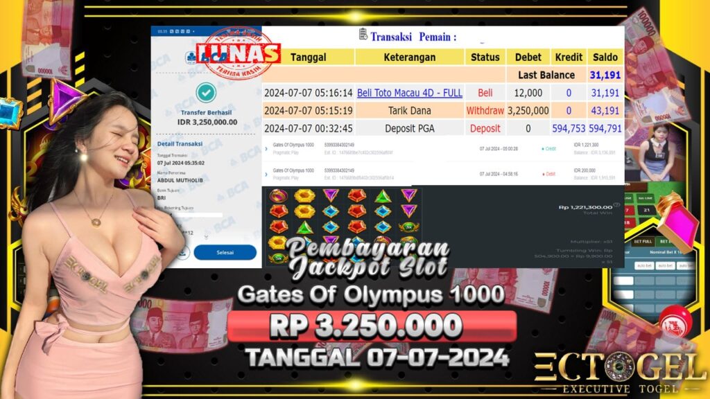 BUKTI JACKPOT SLOT GATES OF OLYMPUS 1000 TERPERCAYA DI INDONESIA TGL 07-07-2024